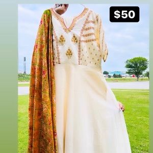 Off white color with flower designs,